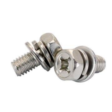 東明 GB9074.13，M8-1.25X12，不銹鋼304東明 GB9074.13十字槽凹穴六角頭螺栓、彈簧墊圈和平墊圈組合件，M8-1.25X12，不銹鋼304，300個(gè)/盒